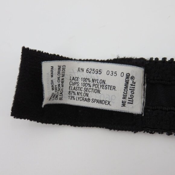 VTG Lilyette 36B Bra Style 96033 Black Floral Flower Lace Underwire Unlined Bow - Picture 11 of 13